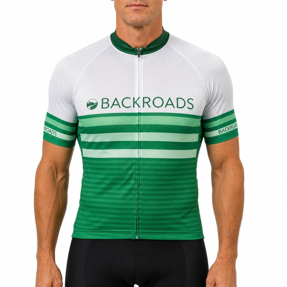 Louis Garneau Backroads Mens Cycling Jersey Green White Full Zip Short Sleeve M